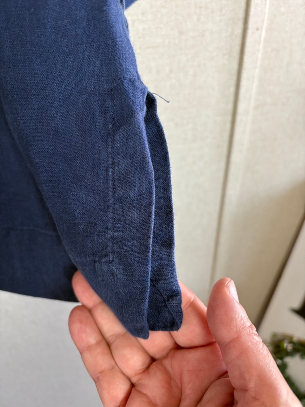 JM Collection Linen Tunic Sz 12 Navy Blue Embroidered Bohemian Peasant Coastal - Picture 11 of 15